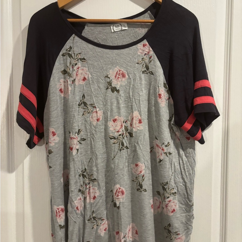 Maurices Floral Print Women's Top - Black and Pink